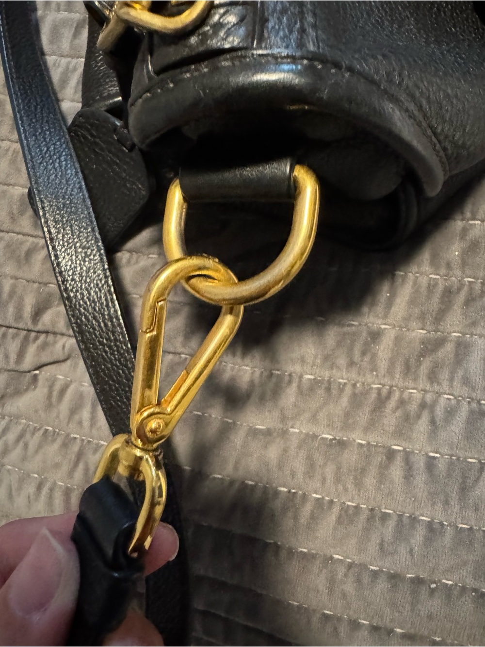 Prada Black Leather Shoulder Bag with Gold Hardware - Picture 7 of 12